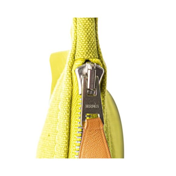 Pre Loved Hermes Lime Canvas Pouch Clutch Women Green Clutch Bags - Picture 5 of 8
